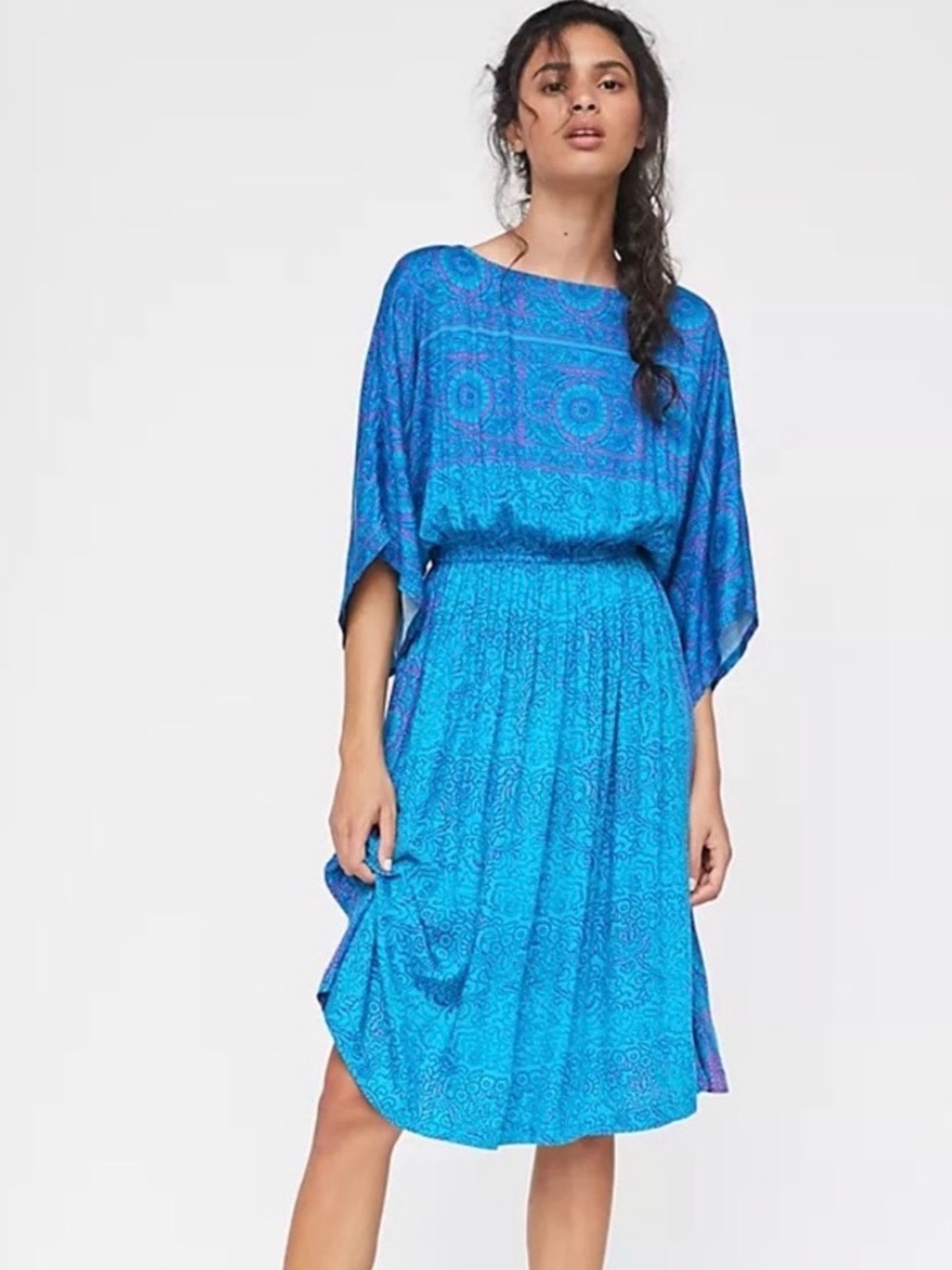 TINY by ANTHROPOLOGIE NWOT Annmarie Midi Dress in Blue Motif